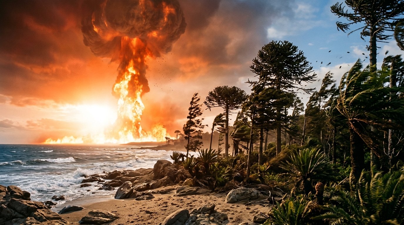 Horizonte de El asteroide de Chicxulub, escena (recreación con IA, imagen 2)