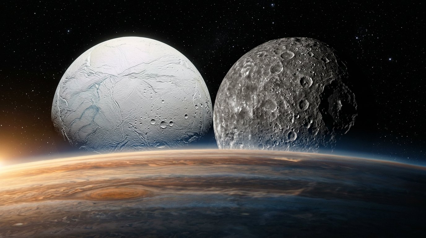 Horizonte de Dos lunas chocando, escena (recreación con IA, imagen 1)