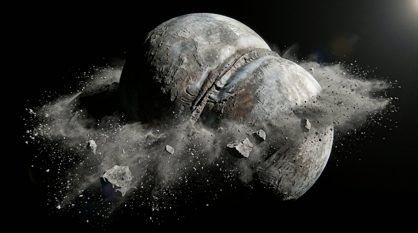 Horizonte de Dos lunas chocando, escena (recreación con IA, imagen 2)