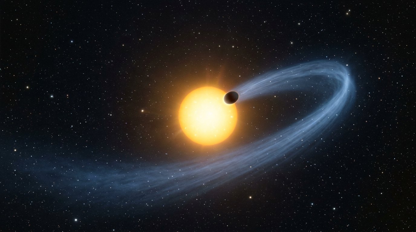 Horizonte de Un planeta cayendo en su estrella, escena (recreación con IA, imagen 1)