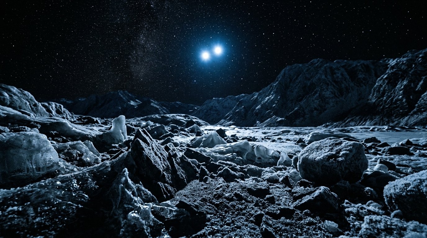 Horizonte de Dos enanas blancas: supernova de tipo Ia, escena (recreación con IA, imagen 1)