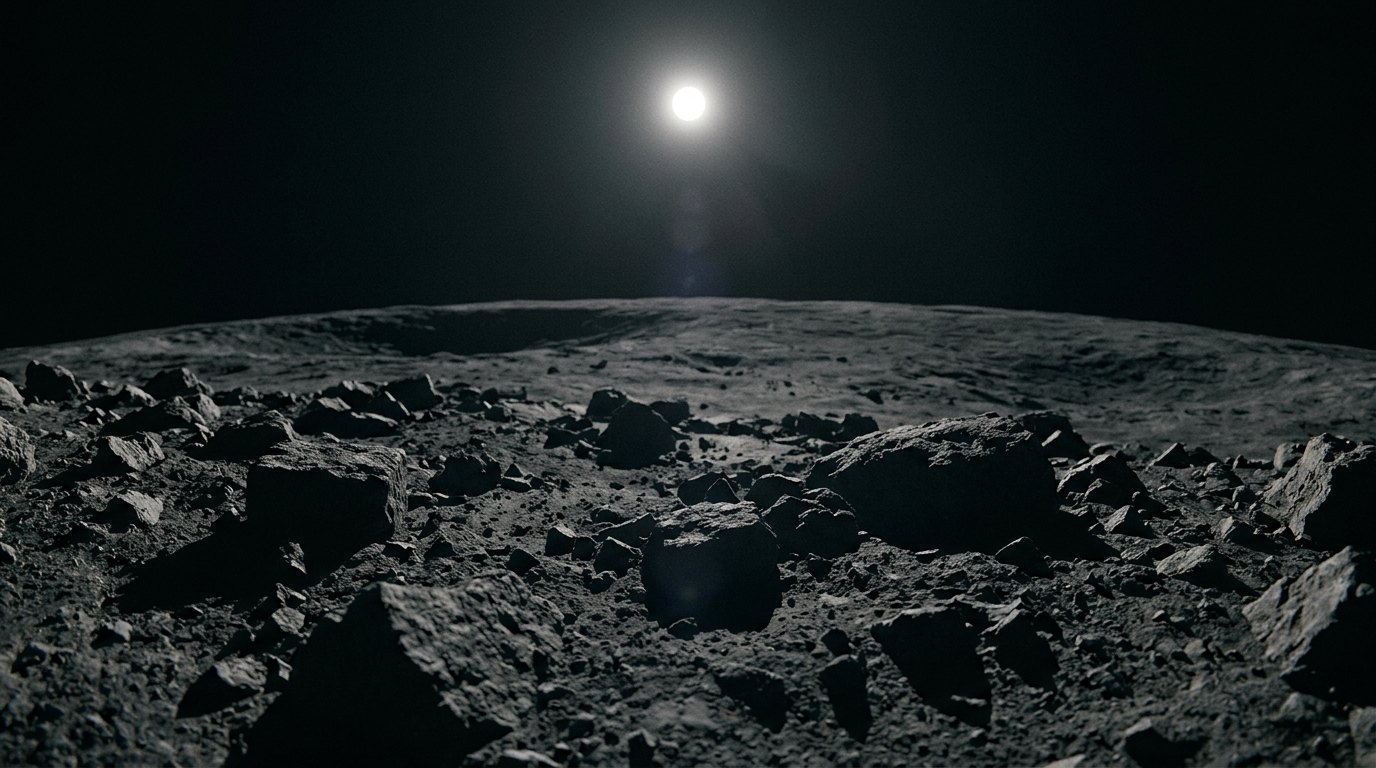 Horizonte de Cinturón de asteroides y los huecos de Kirkwood, escena (recreación con IA, imagen 1)