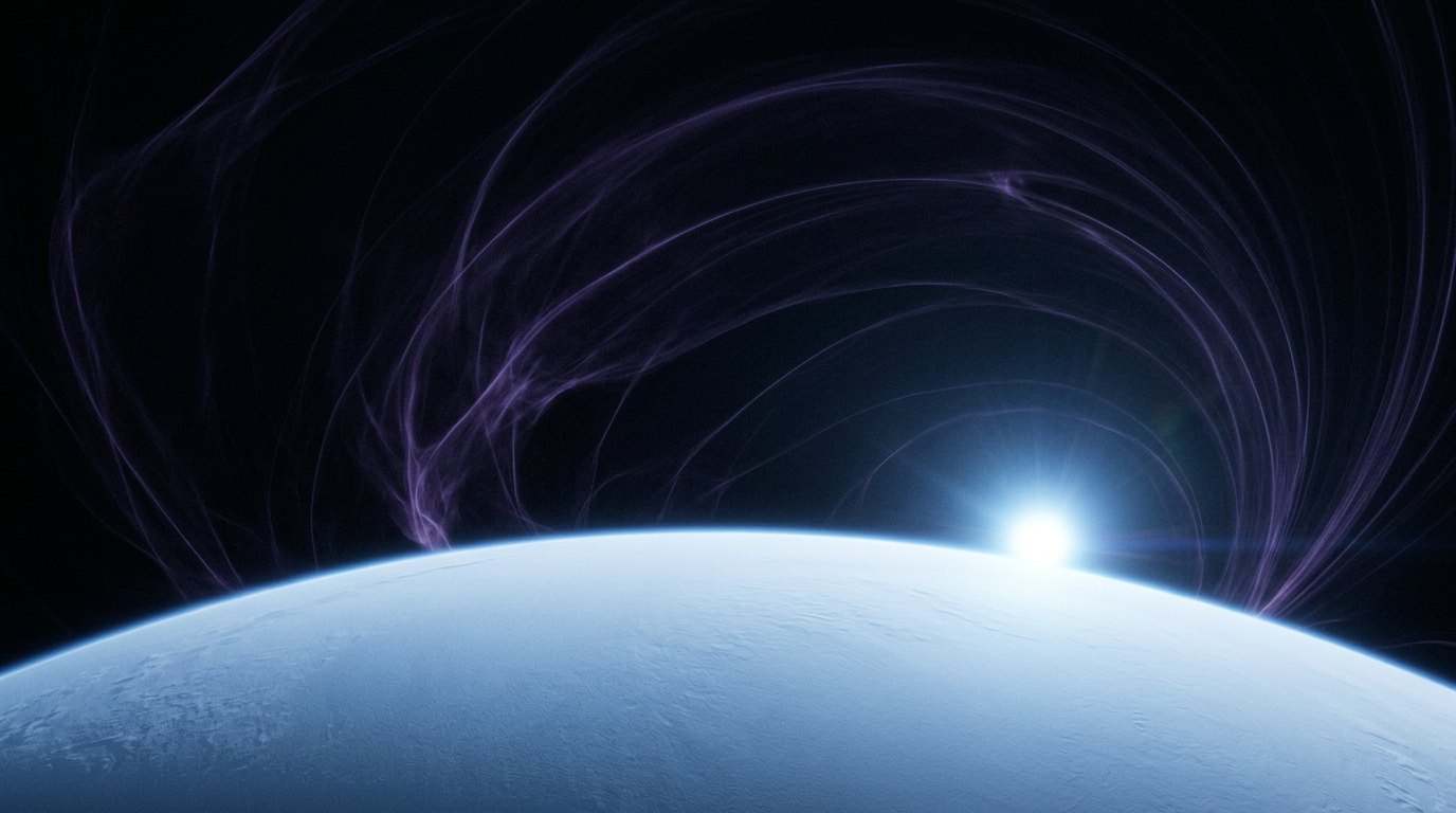 Horizonte de El púlsar doble J0737-3039, escena (recreación con IA, imagen 2)
