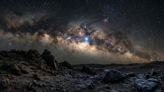 Horizonte de El púlsar doble J0737-3039, escena (recreación con IA, imagen 3)