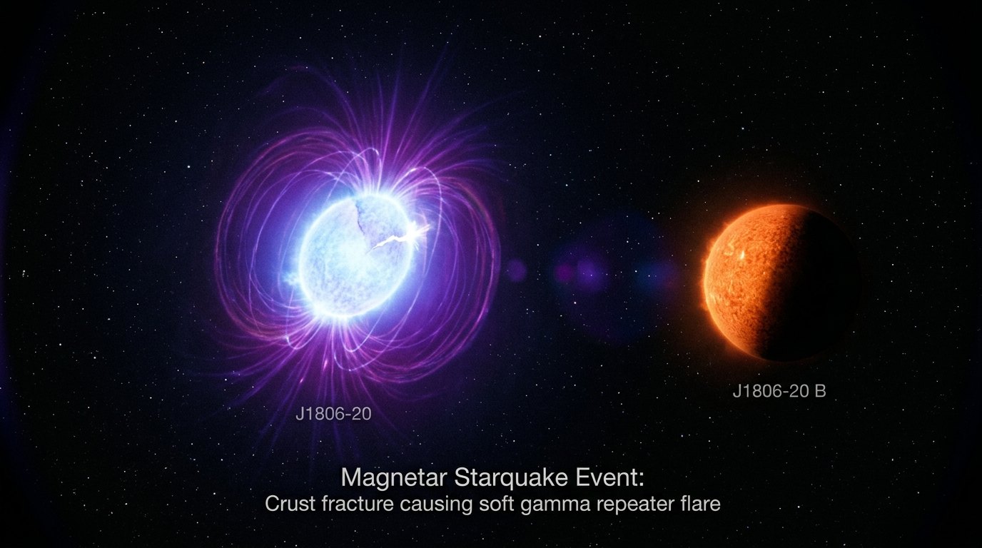 Horizonte de Un magnetar y su compañera, escena (recreación con IA, imagen 2)