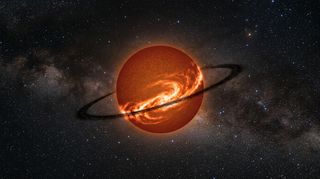 Horizonte de Gigante gaseoso contra enana marrón, escena (recreación con IA, imagen 3)