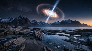 Horizonte de Enana marrón contra estrella de neutrones, escena (recreación con IA, imagen 3)