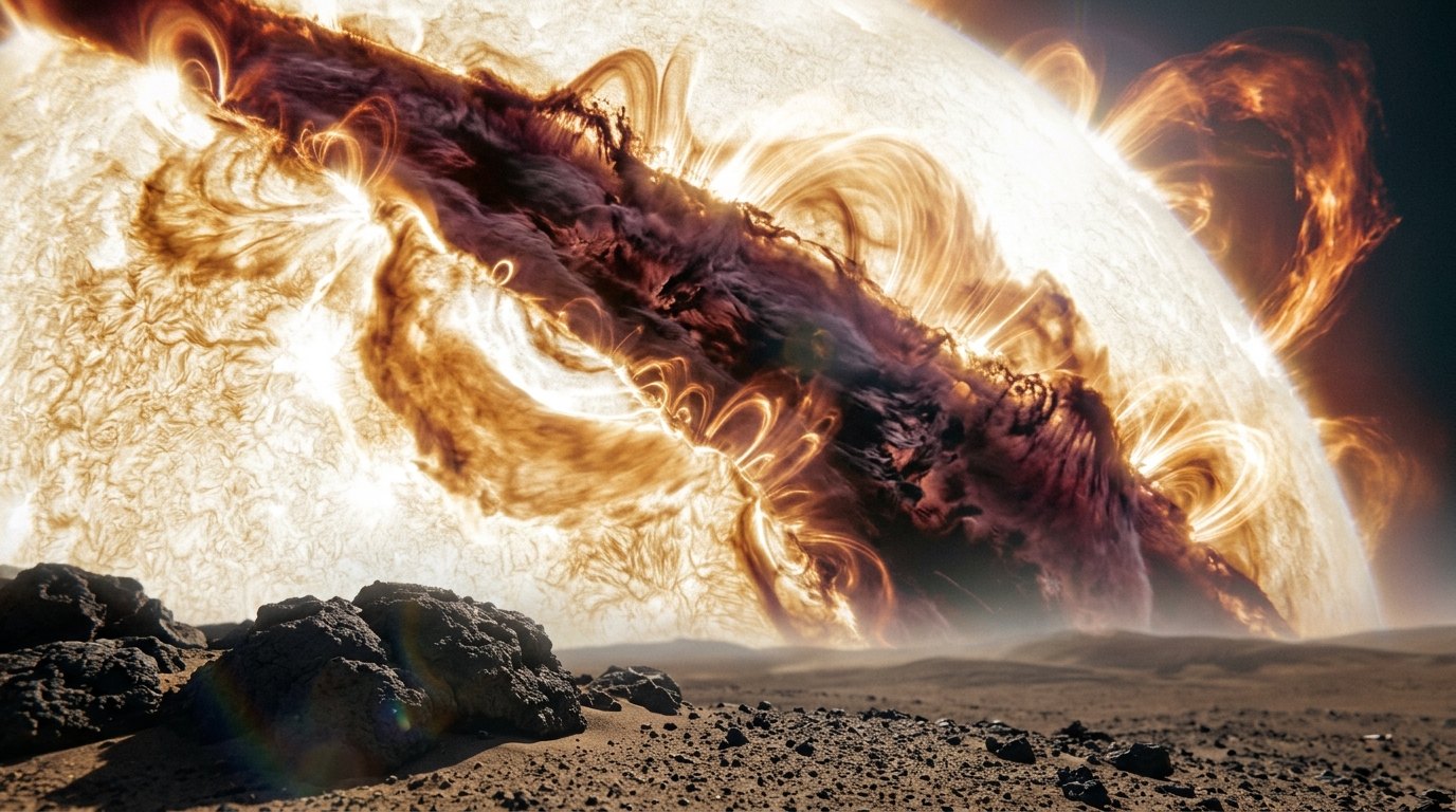 Horizonte de Enana marrón contra estrella como el Sol, escena (recreación con IA, imagen 2)