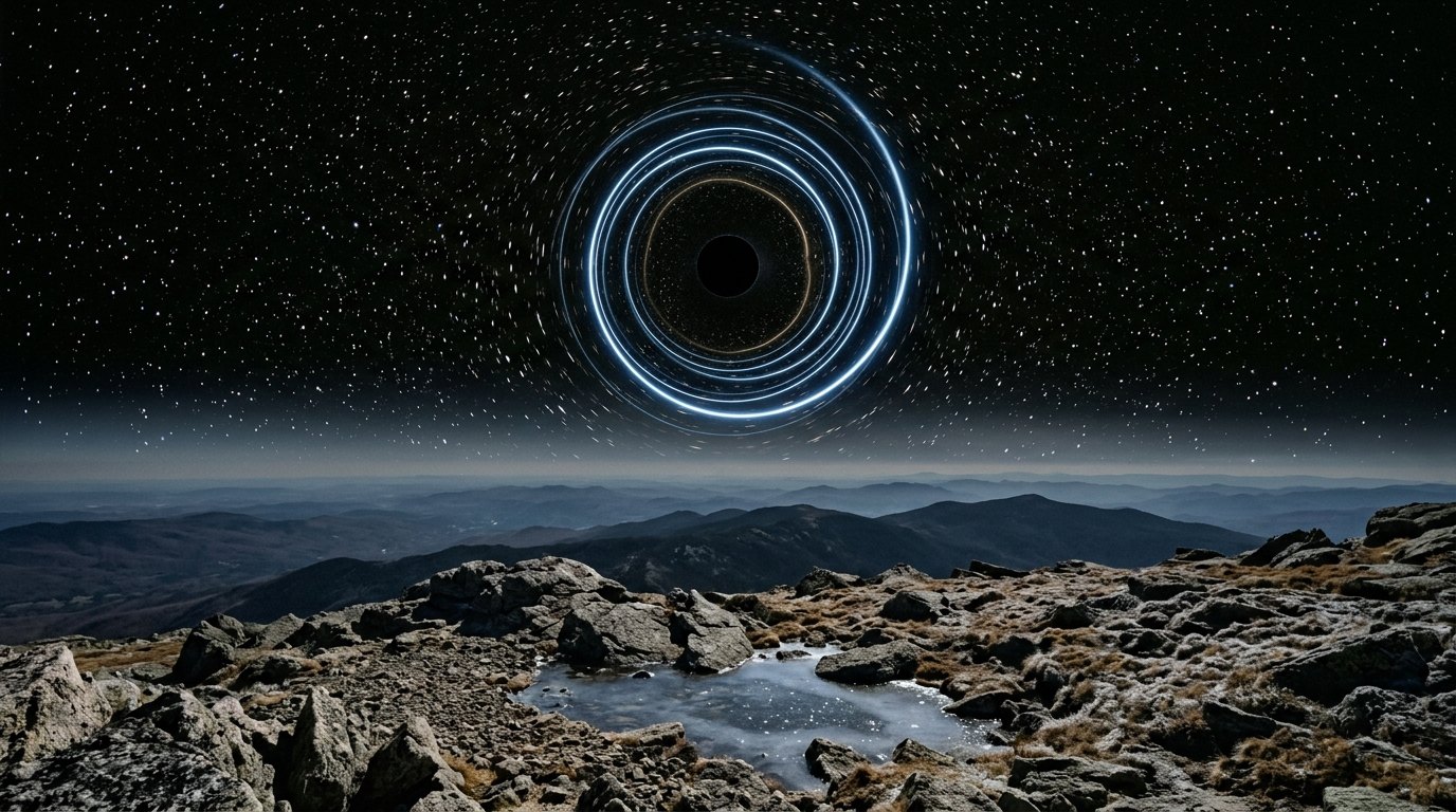 Horizonte de Estrella de neutrones contra agujero negro, escena (recreación con IA, imagen 1)