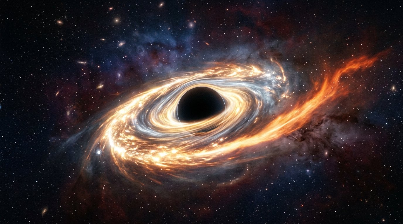 Horizonte de Estrella de neutrones contra agujero negro, escena (recreación con IA, imagen 2)