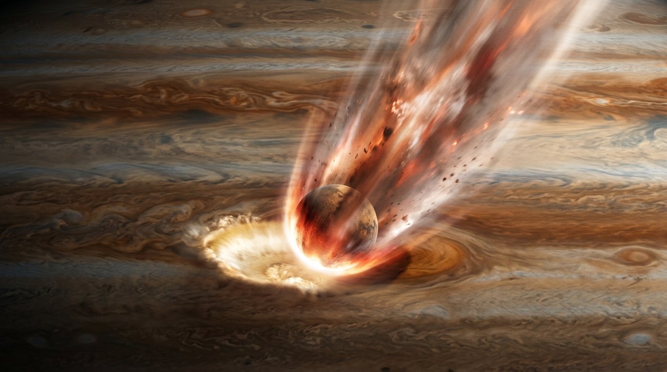 Horizonte de Planeta rocoso contra gigante gaseoso, escena (recreación con IA, imagen 2)