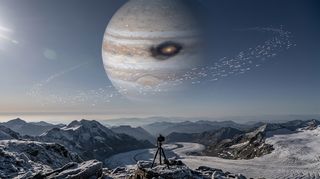 Horizonte de Planeta rocoso contra gigante gaseoso, escena (recreación con IA, imagen 3)
