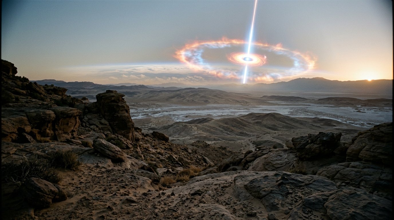 Horizonte de Estrella como el Sol contra estrella de neutrones, escena (recreación con IA, imagen 2)