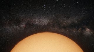 Horizonte de Un cúmulo de 262.144 cuerpos con gravedad entre todos (GPU), escena (recreación con IA, imagen 3)