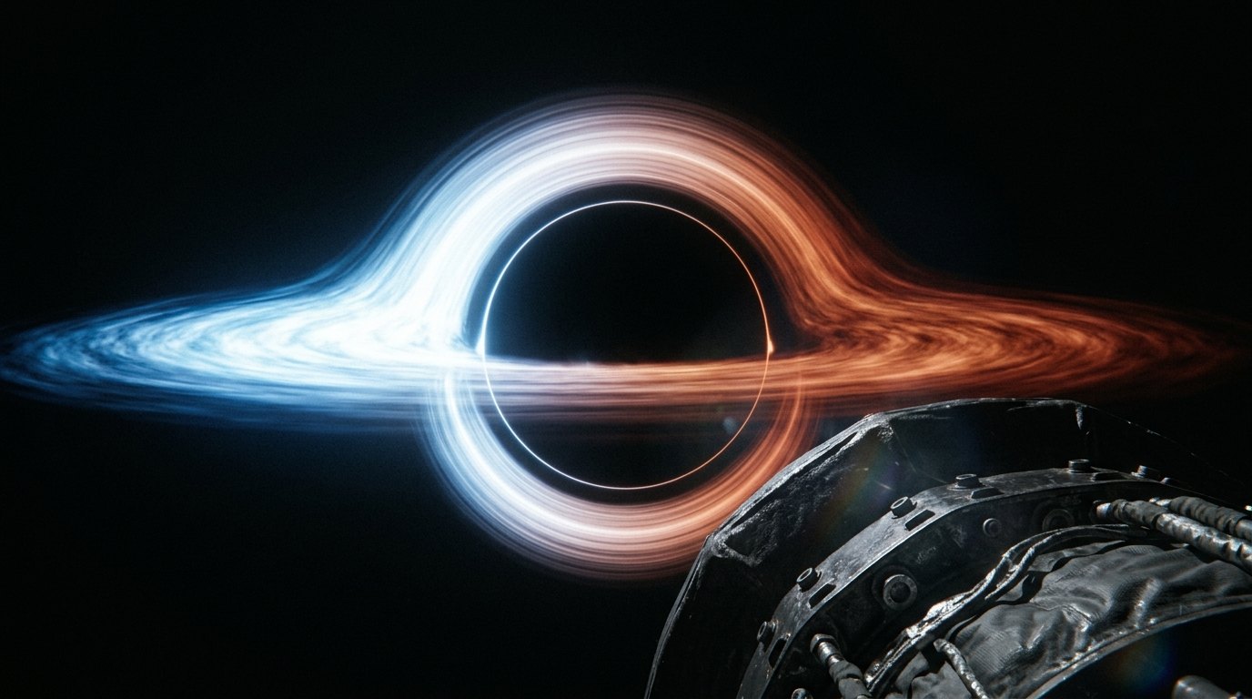Horizonte de Un disco de acreción, escena (recreación con IA, imagen 2)