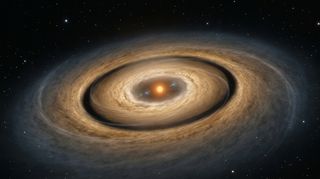 Horizonte de Un disco protoplanetario, escena (recreación con IA, imagen 3)