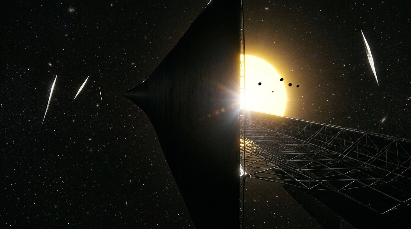 Horizonte de Enjambre de Dyson, escena (recreación con IA, imagen 2)