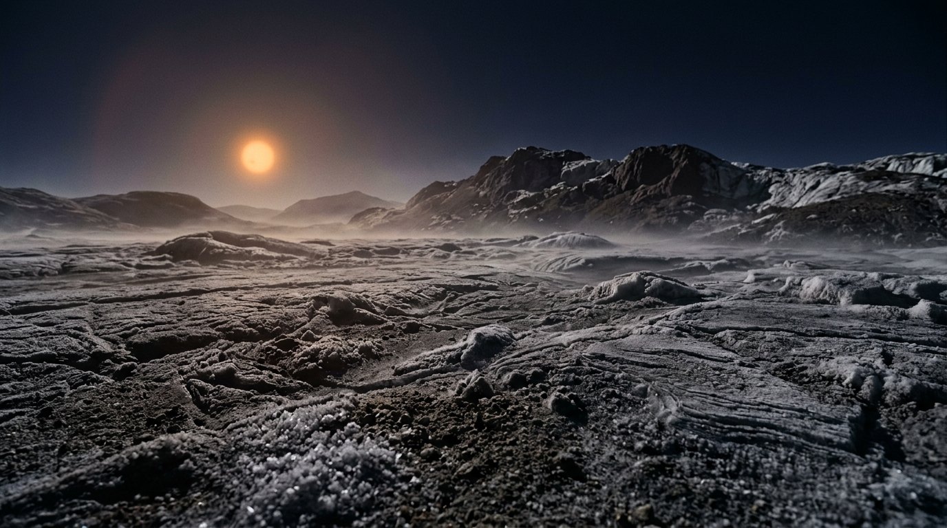 Horizonte de Un planeta errante cruzando el sistema, escena (recreación con IA, imagen 2)