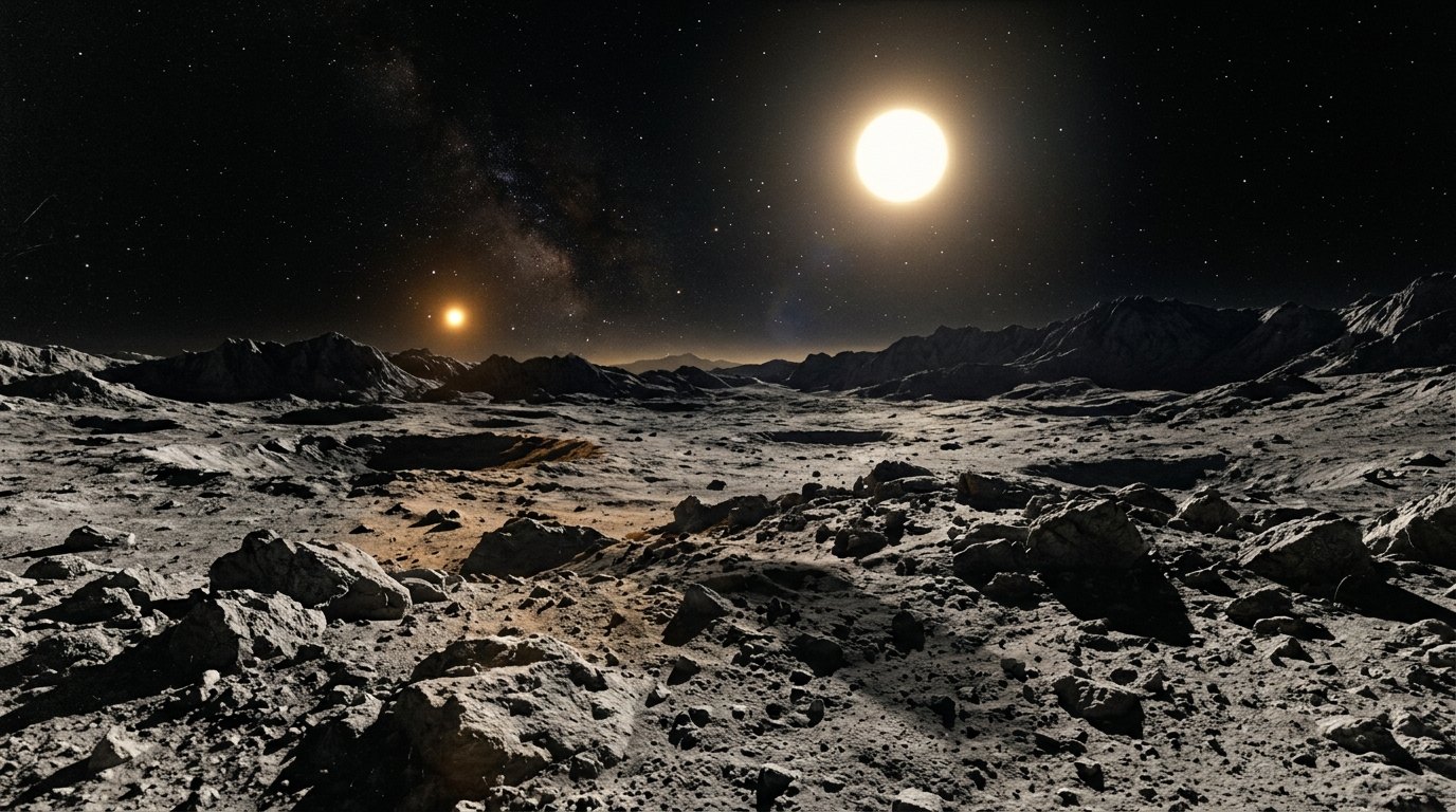 Horizonte de Alfa Centauri A y B, escena (recreación con IA, imagen 1)