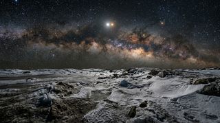 Horizonte de Alfa Centauri A y B, escena (recreación con IA, imagen 3)