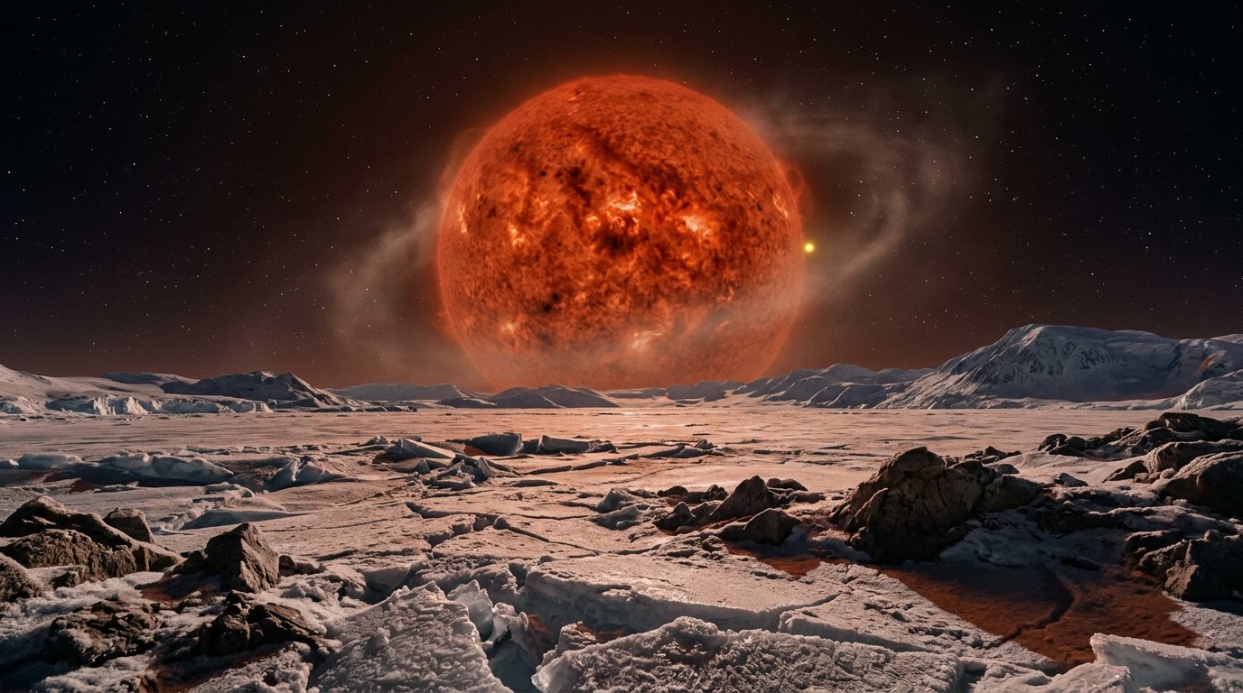 Horizonte de Betelgeuse y Siwarha, su compañera escondida, escena (recreación con IA, imagen 2)