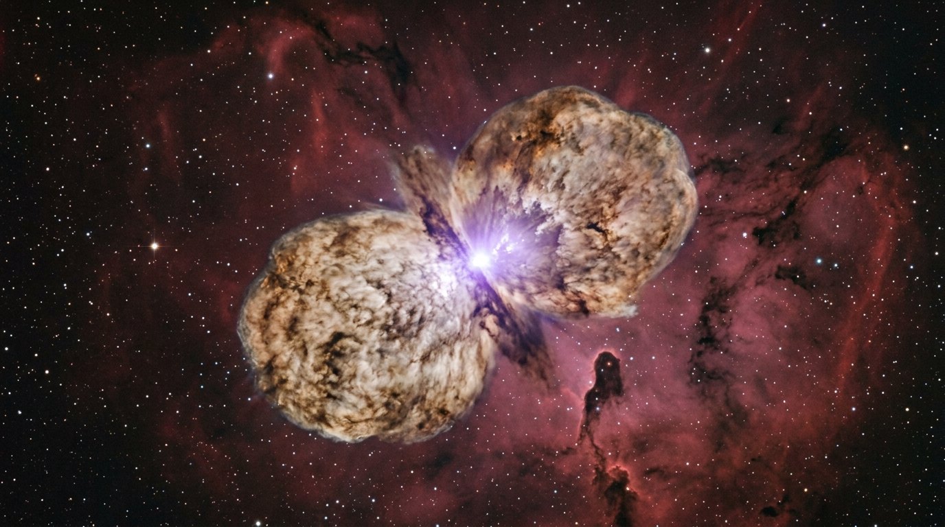 Horizonte de Eta Carinae, a punto de estallar, escena (recreación con IA, imagen 1)