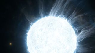Horizonte de R136a1, la estrella más masiva, escena (recreación con IA, imagen 3)