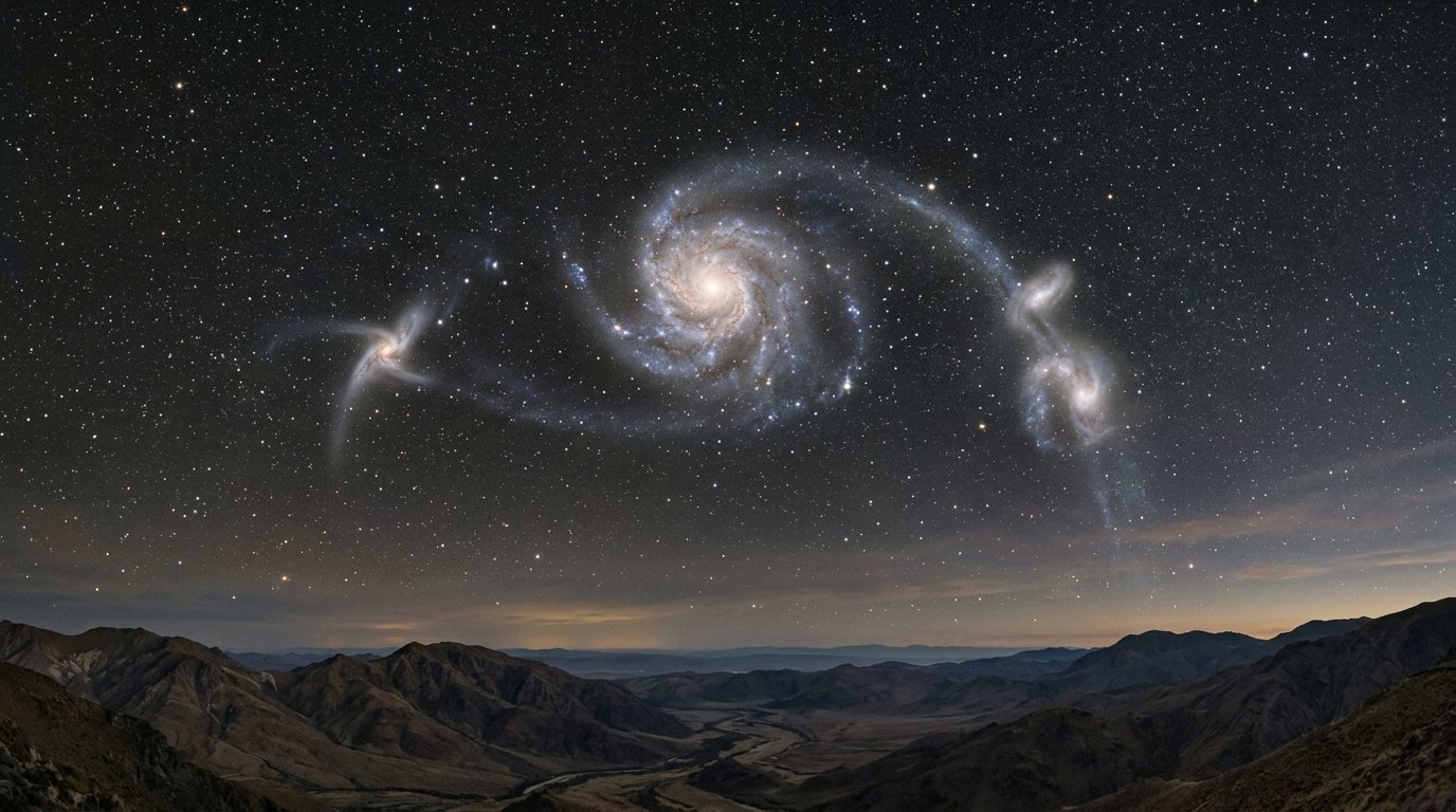 Horizonte de Las galaxias satélite de la Vía Láctea, escena (recreación con IA, imagen 2)