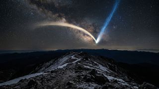 Horizonte de Cometa Halley (órbita real), escena (recreación con IA, imagen 3)