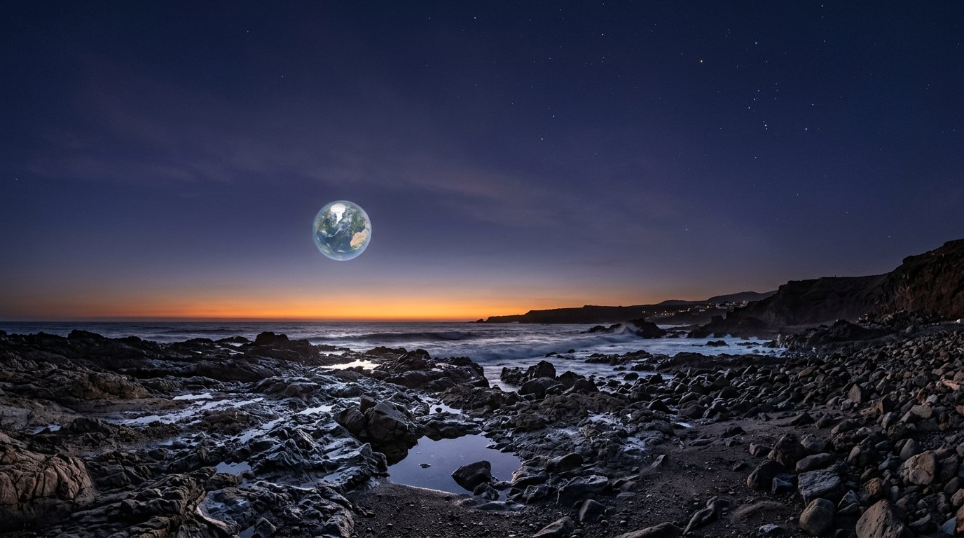 Horizonte de Dos planetas vecinos: la separación mínima (radios de Hill), escena (recreación con IA, imagen 1)