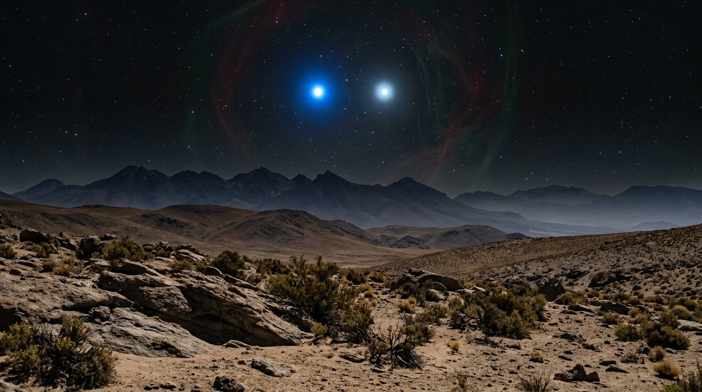 Horizonte de Púlsar binario de Hulse-Taylor, escena (recreación con IA, imagen 2)