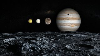 Horizonte de Resonancia de Laplace (Ío, Europa, Ganímedes), escena (recreación con IA, imagen 3)