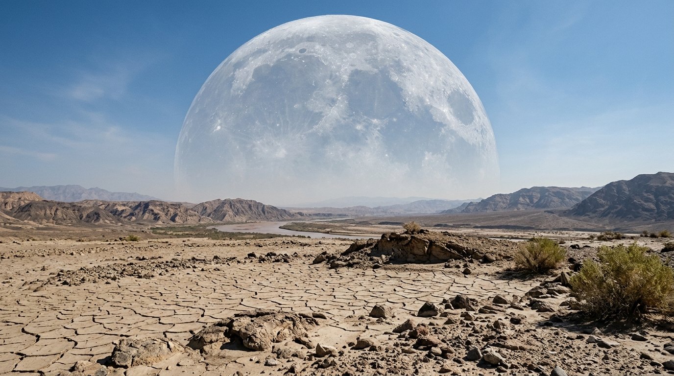 Horizonte de La Luna a 2,9 radios terrestres, escena (recreación con IA, imagen 2)