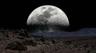 Horizonte de La Luna a 2,9 radios terrestres, escena (recreación con IA, imagen 3)