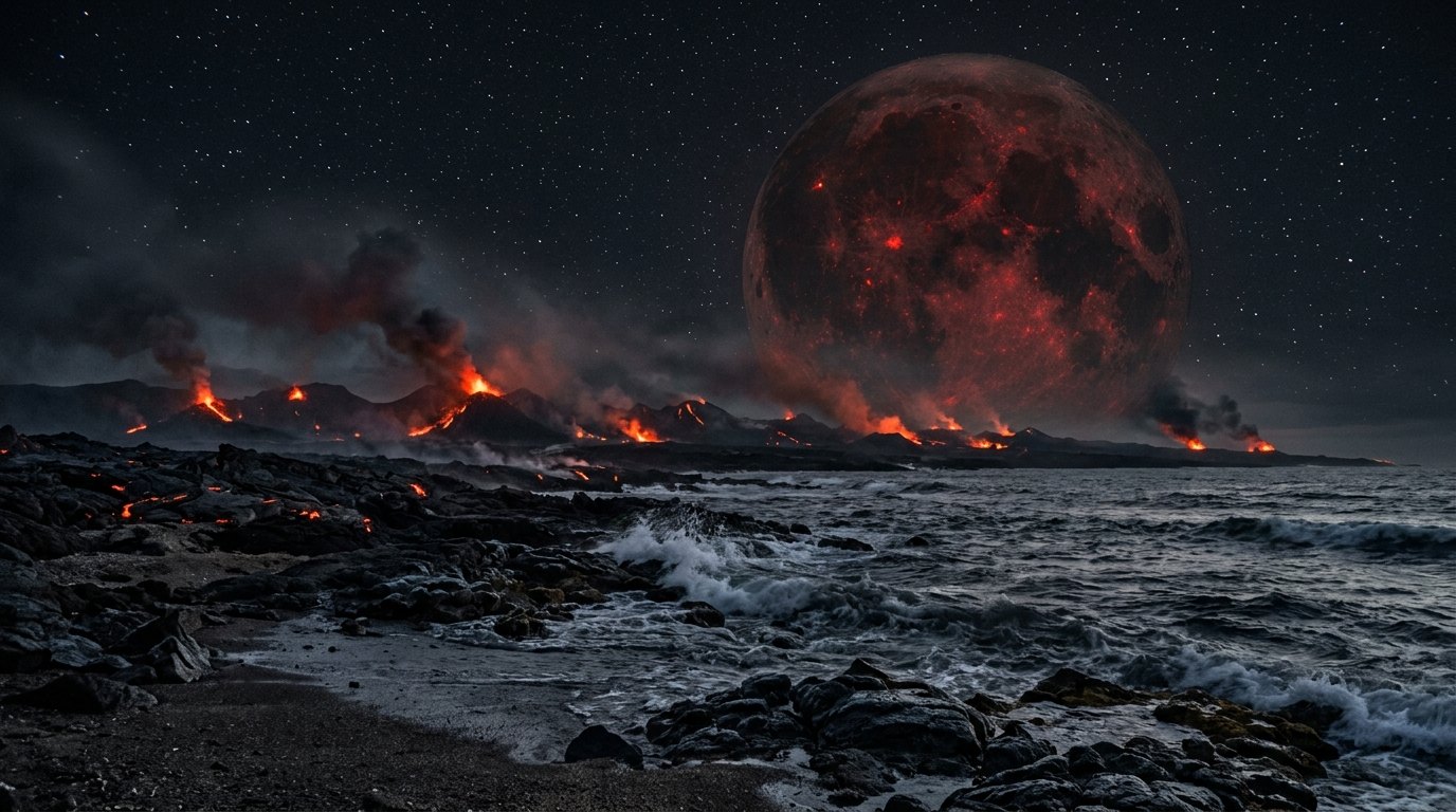 Horizonte de La Luna a 4 radios terrestres, escena (recreación con IA, imagen 2)