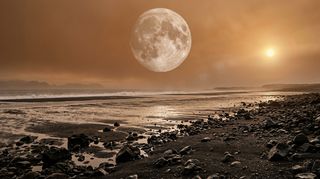 Horizonte de La Luna a 4 radios terrestres, escena (recreación con IA, imagen 3)