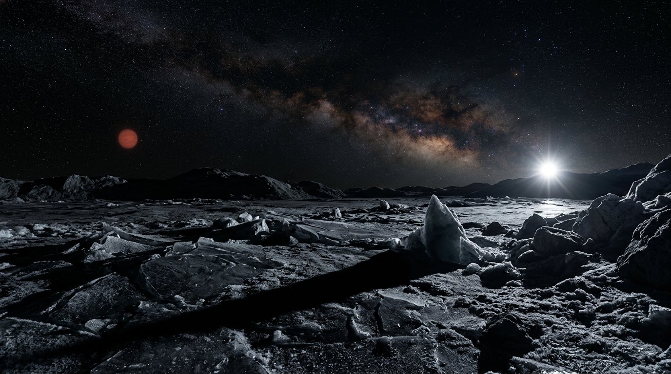 Horizonte de Némesis, la compañera del Sol (hipótesis), escena (recreación con IA, imagen 1)