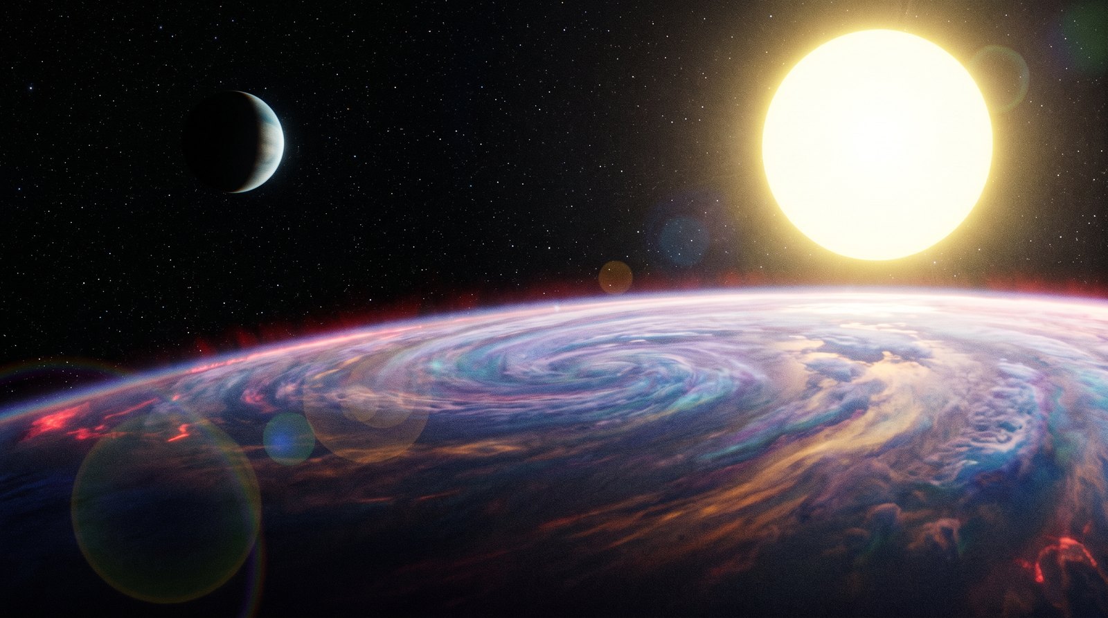 Horizonte de Resonancia cuádruple de Kepler-223, escena (recreación con IA, imagen 1)