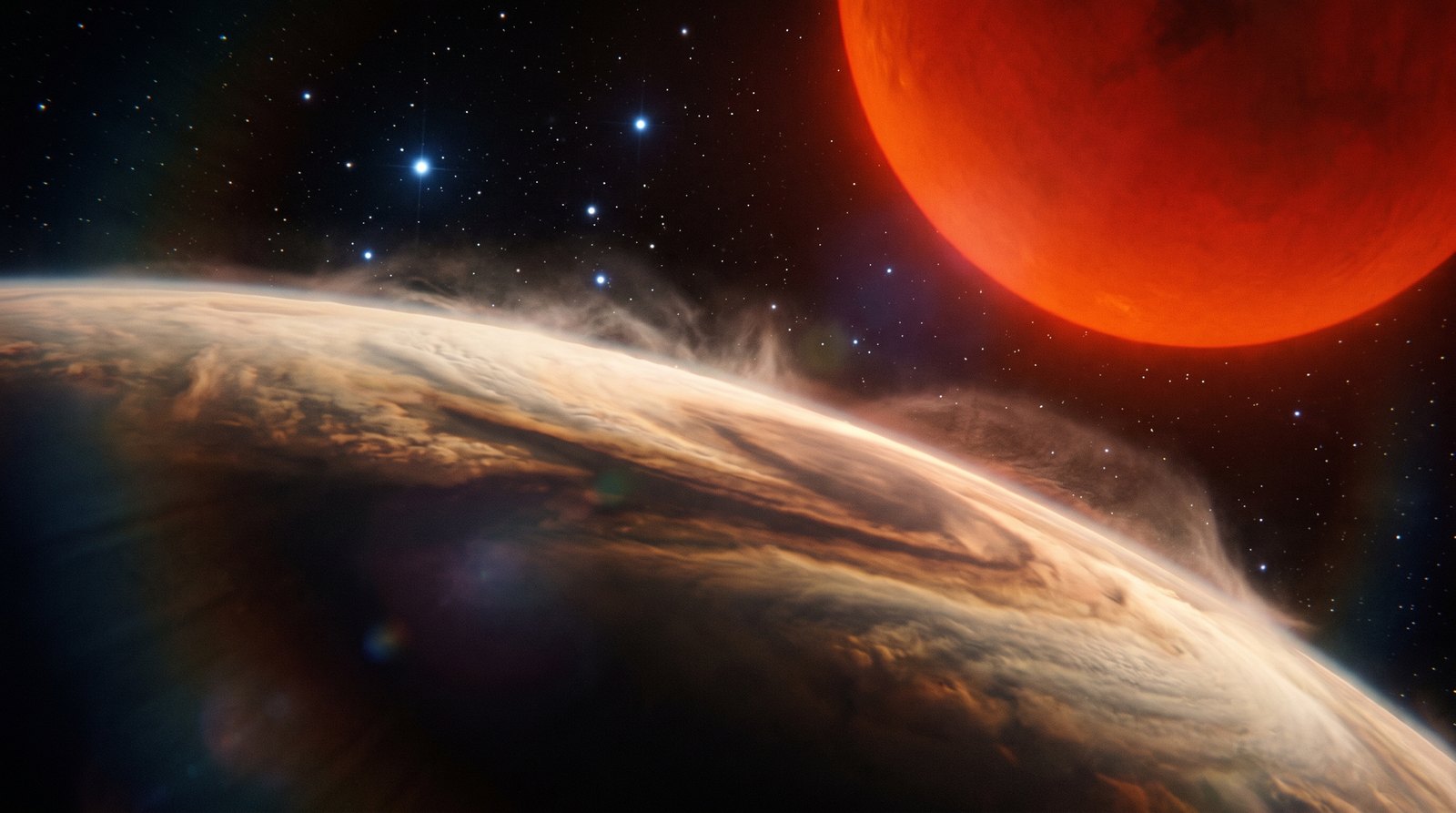 Horizonte de TIC 88297141 Ab: un sub-Saturno infantil, escena (recreación con IA, imagen 1)