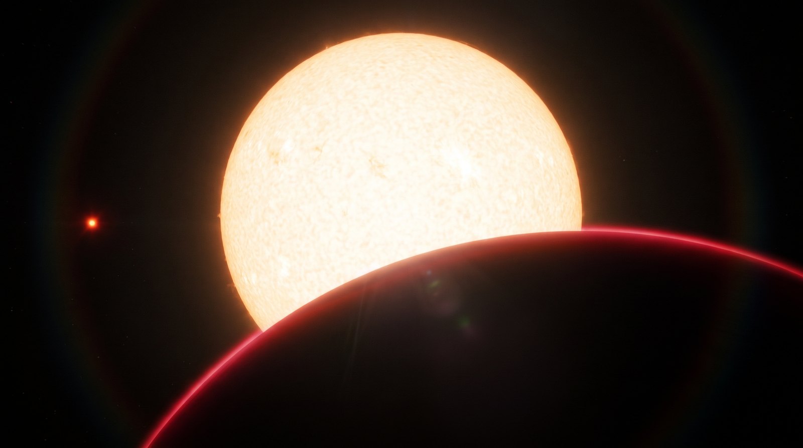 Horizonte de TOI-3988 b: un júpiter caliente con estrella compañera, escena (recreación con IA, imagen 1)