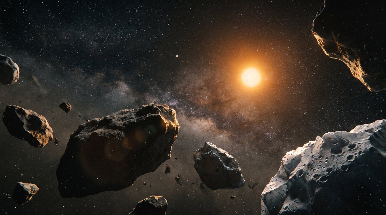 Horizonte de Epsilon Eridani: el gigante mas cercano y su cinturon, escena (recreación con IA, imagen 2)