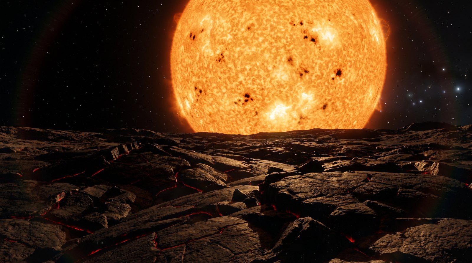 Horizonte de K2-233: tres mundos en un sistema joven, escena (recreación con IA, imagen 1)
