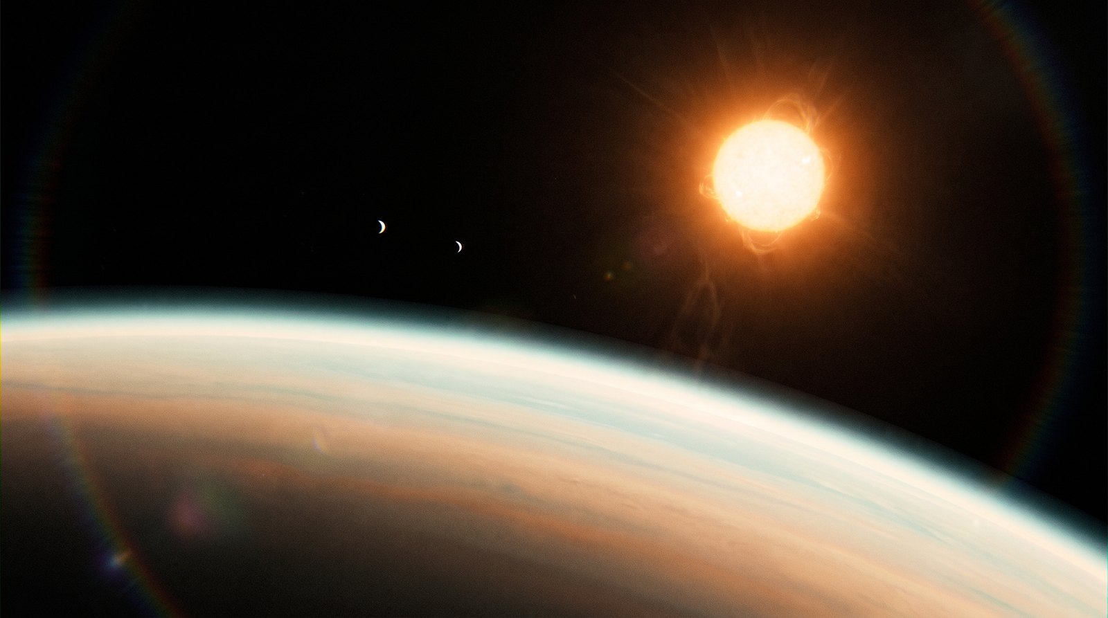 Horizonte de K2-233: tres mundos en un sistema joven, escena (recreación con IA, imagen 2)