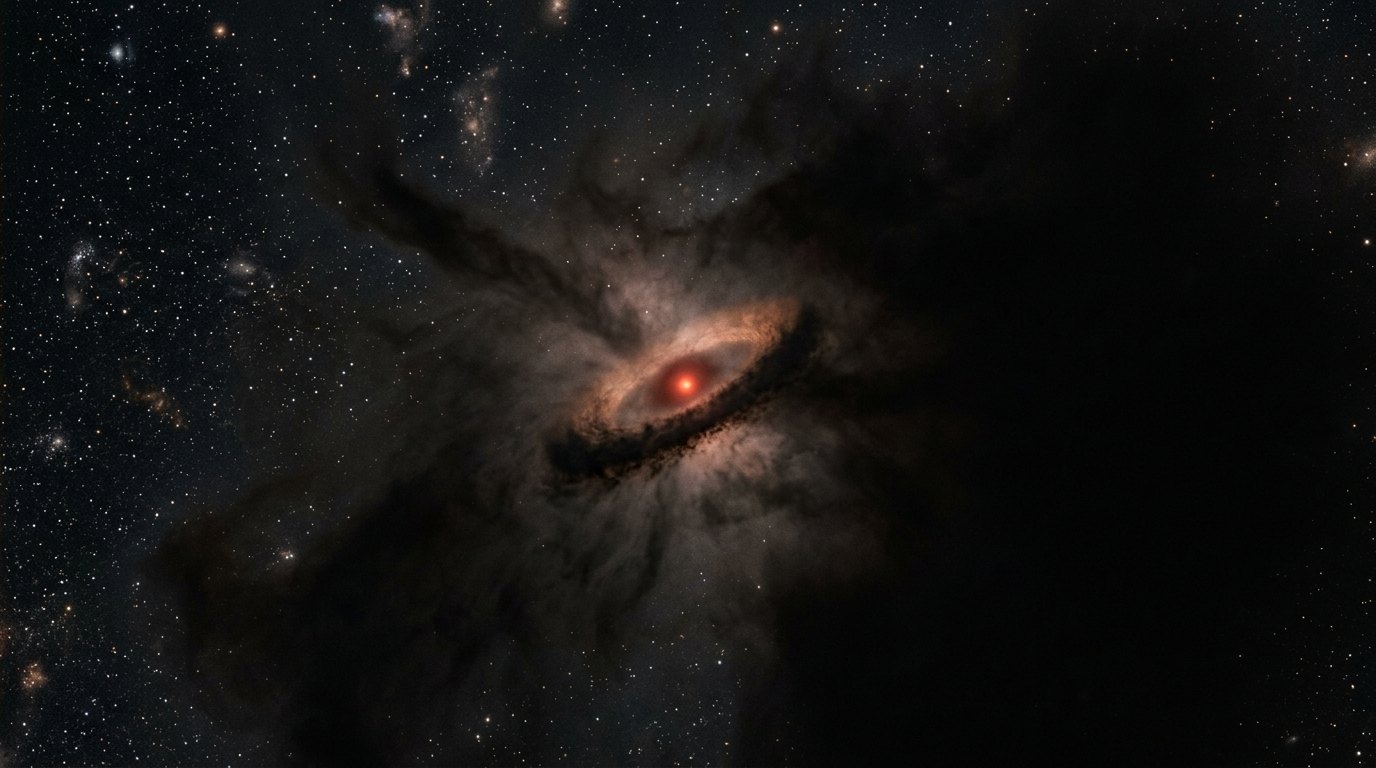 Horizonte de Nube pequeña: sale una enana roja, escena (recreación con IA, imagen 1)