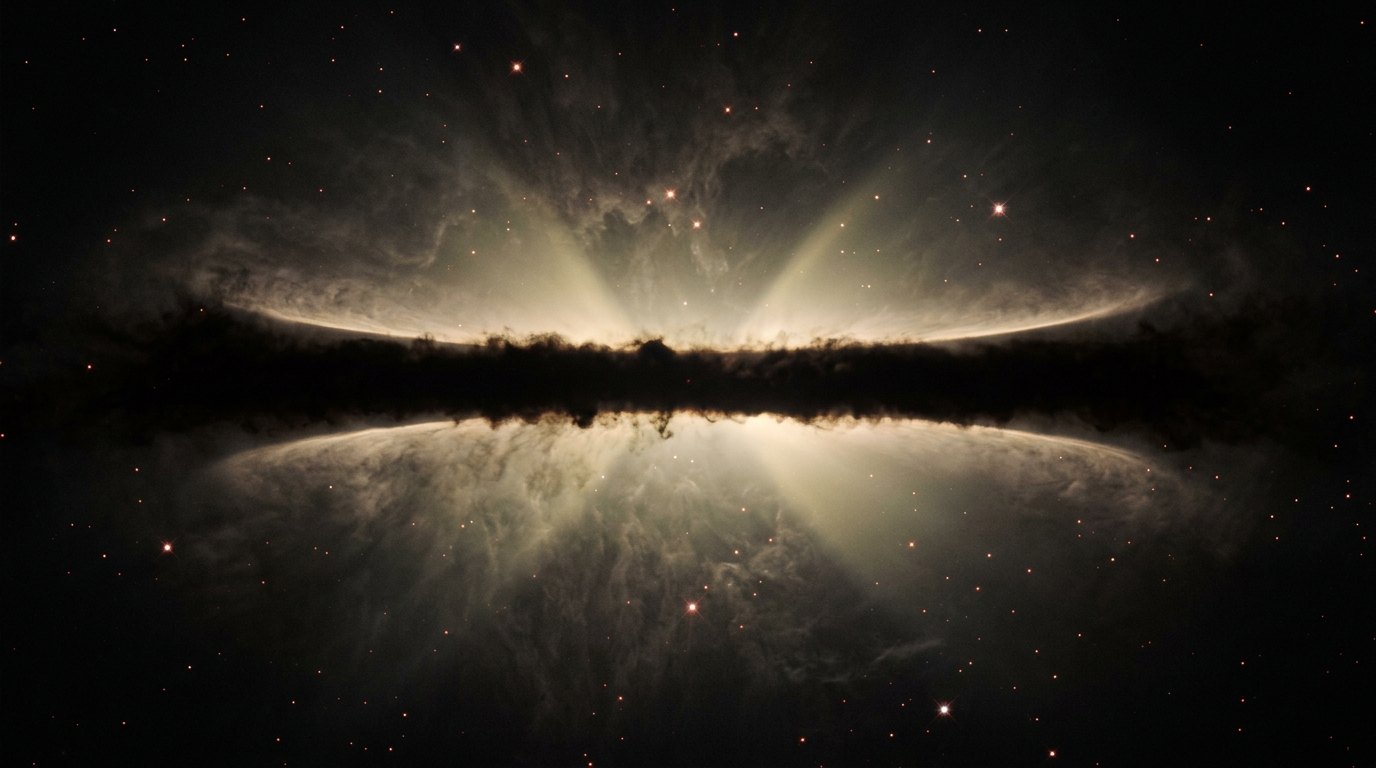 Horizonte de Nube de una masa solar: sale un Sol, escena (recreación con IA, imagen 1)