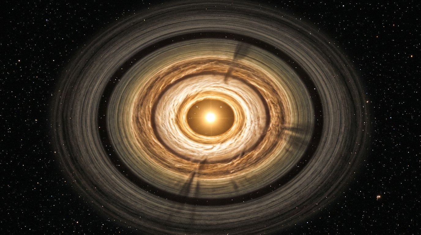 Horizonte de Nube de una masa solar: sale un Sol, escena (recreación con IA, imagen 2)