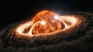 Horizonte de 3 · La protoestrella y su disco, escena (recreación con IA, imagen 3)