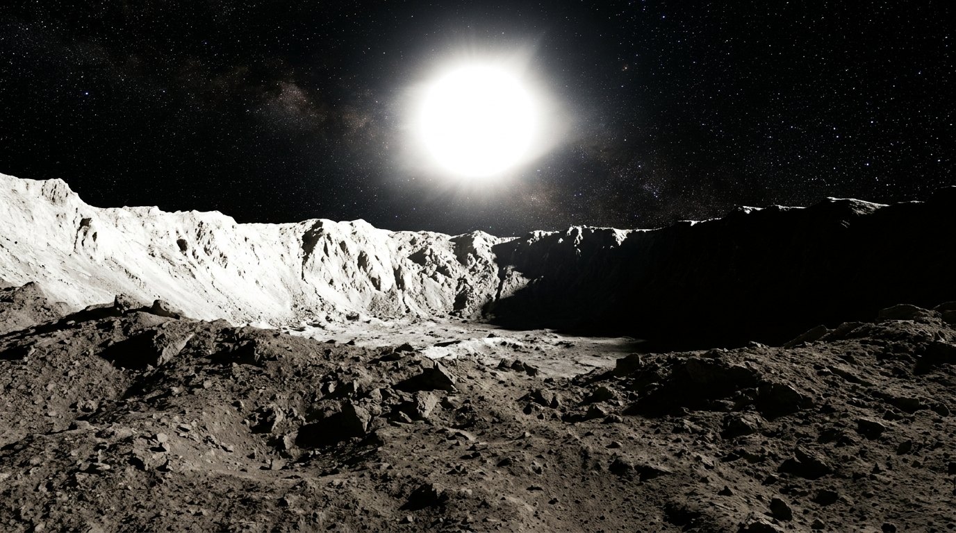 Horizonte de Precesión del perihelio de Mercurio, escena (recreación con IA, imagen 1)
