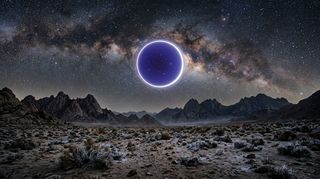 Horizonte de Las dos bocas de un agujero de gusano, escena (recreación con IA, imagen 3)