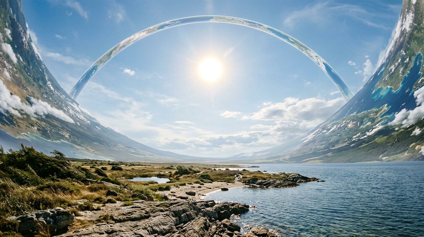 Horizonte de Un mundo anillo, escena (recreación con IA, imagen 1)
